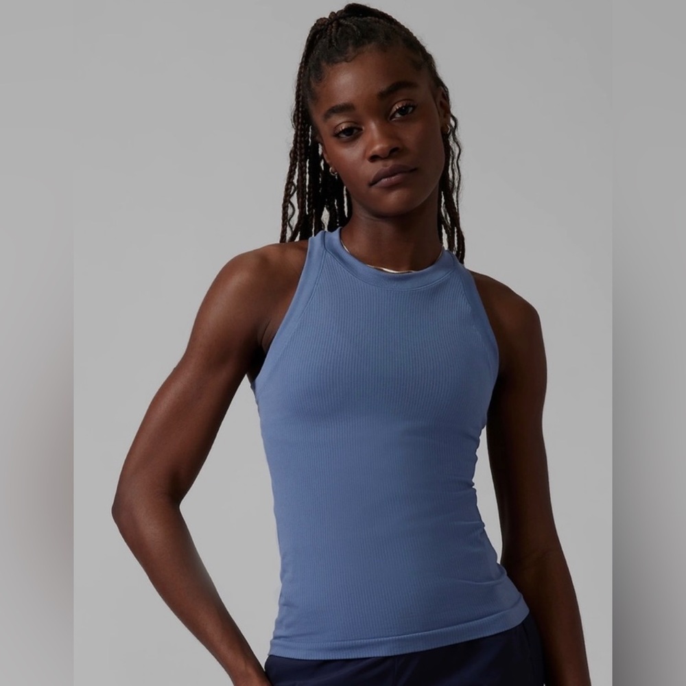ATHLETA RENEW RACERBACK TANK NWT COTTAGE BLUE